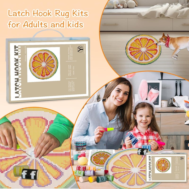 YP Orange Latch Hook Rug Kit - 20x20 Inch DIY Needlecraft Set for Home Decor, Easy Beginner-Friendly Crochet Rug with Pre-Cut Yarn, Vibrant Handmade Craft for Teens & Adults - Image 4